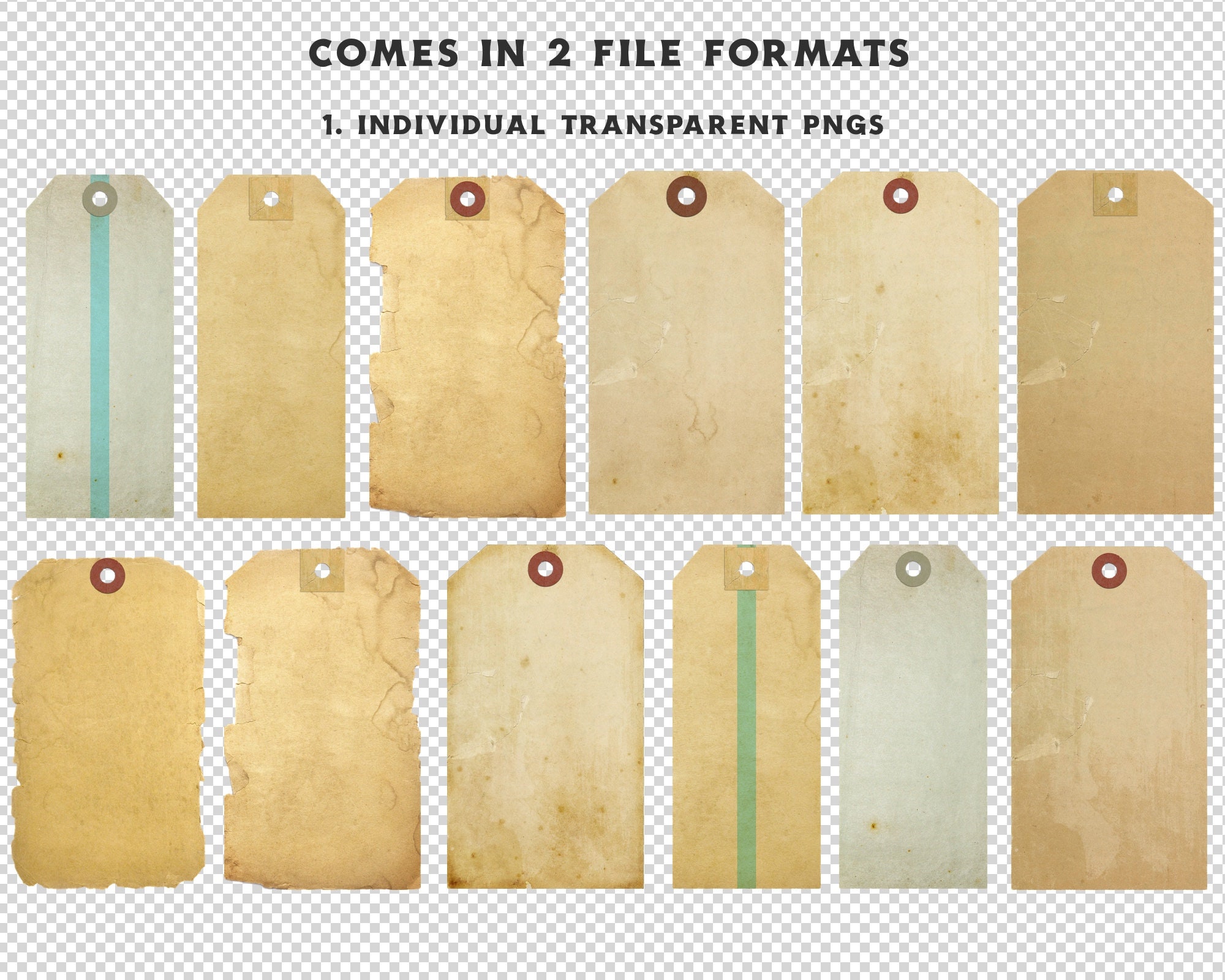 Printable Vintage Tags, Blank, Plain, Junk Journaling
