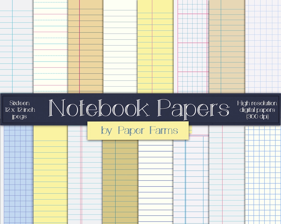Notebook Paper Digital Paper Notebook Digital Paper, Notebook Scrapbook Paper, Notebook, Backgrounds ...