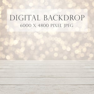 Bokeh backdrop, digital backdrop, bokeh, lights, photography backdrop, wood floor, bright, white, blurry lights, background, image, DOWNLOAD