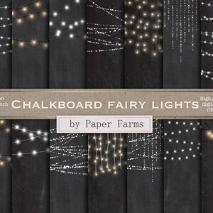 Chalkboard fairy lights, fairy light digital paper, strings of light, light strings, chalkboard background, scrapbook paper, DOWNLOAD
