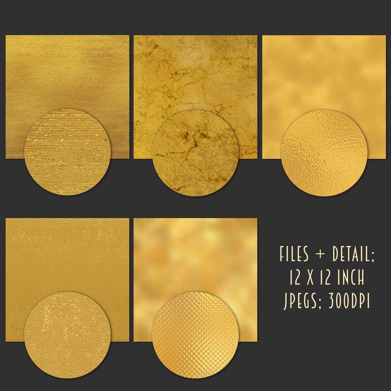 Gold Digital Paper Gold Foil Digital Paper Gold Textures Etsy