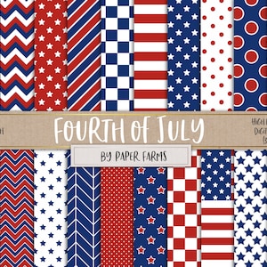 Quatrième de juillet, 4 juillet, 4 juillet, 4 juillet, papier numérique, papier scrapbook, bundle, remise, étoiles, rayures, rouge, blanc, bleu, TÉLÉCHARGER
