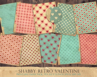 Valentine junk journal, collage sheets, shabby, digital paper, love heart, hearts, Valentine's Day, retro, vintage, valentine, DOWNLOAD