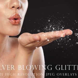 Silver blowing glitter overlay, silver glitter overlay, silver dust overlay, sparkle overlay, photoshop overlay, filter, glitter dust