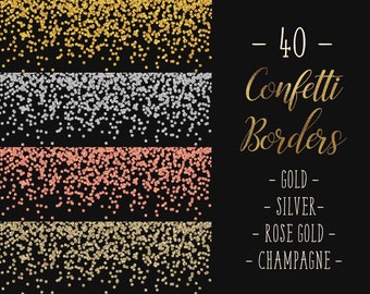 Confetti borders, glitter borders, confetti, glitter, frames, overlays, border, gold, silver, rose gold, champagne, metallic, DOWNLOAD