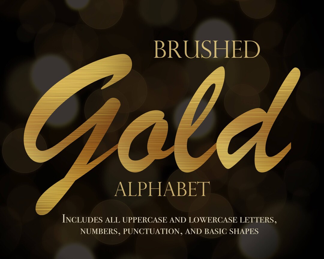 Gold Alphabet Digital, Brushed Gold Alphabet, Brushed Gold Lettering ...