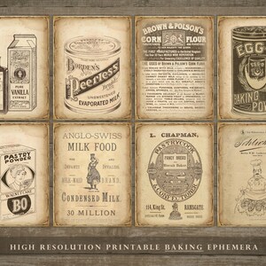 Backen Ephemera, Backen Junk Journal, Backkarten, Vintage Backbilder, Backanzeigen, Mehl, Vintage Etiketten, Backpulver, Karten, DOWNLOAD