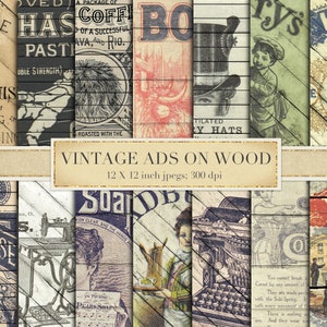 Vintage Werbung, Vintage Werbung, Werbung, Holz, digitales Papier, Hintergründe, Scrapbook Papier, Vintage, alt, Seife, Kakao, Bovril, DOWNLOAD