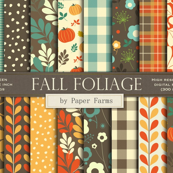 Fall digital paper, fall scrapbook paper, Thanksgiving, autumn, digital paper, pumpkin, scrapbook paper, fall foliage, backgrounds, leaves