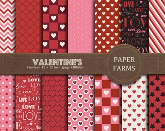 Valentine's day digital paper, love digital paper, hearts digital paper, scrapbook paper, digital scrapbooking, instant download