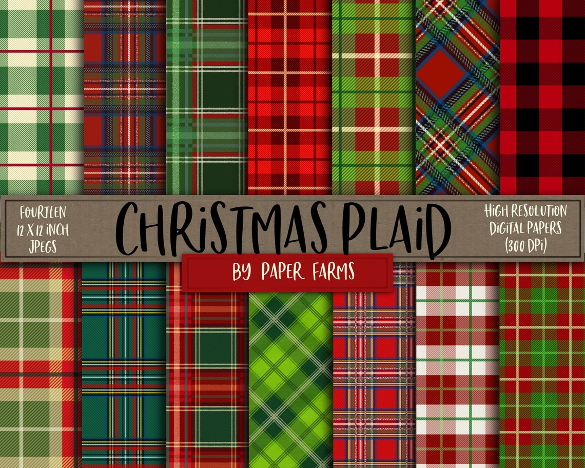 Papel digital de Navidad papel digital a cuadros papel - Etsy España