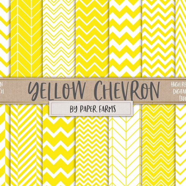 SALE, Yellow chevron, yellow zig-zags, digital paper, scrapbook paper, patterns, yellow, white, printable, commercial use, DIGITAL DOWNLOAD