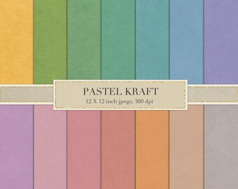 Pastel Kraft, digital paper, scrapbook paper, textures, backgrounds, pale, colors, antique, vintage, rainbow, printable, teal, DOWNLOAD