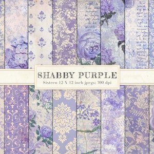 Vintage purple digital paper, purple shabby chic, purple ephemera, junk journal, purple hydrangea, purple roses, handwriting, junk, DOWNLOAD