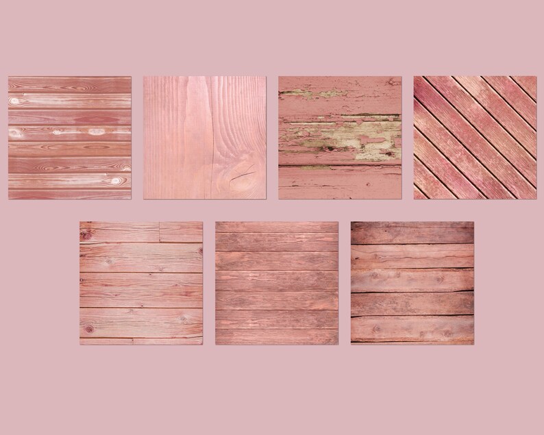 Puede incluir: Diez texturas de madera diferentes en tonos rosados. Las tablas de madera est&aacute;n dispuestas en una cuadr&iacute;cula. Algunas de las tablas tienen un aspecto desgastado, mientras que otras son lisas.