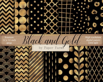 Black and gold digital paper, black and gold scrapbook paper, gold black, black gold, digital paper, scrapbook paper, backgrounds, DOWNLOAD