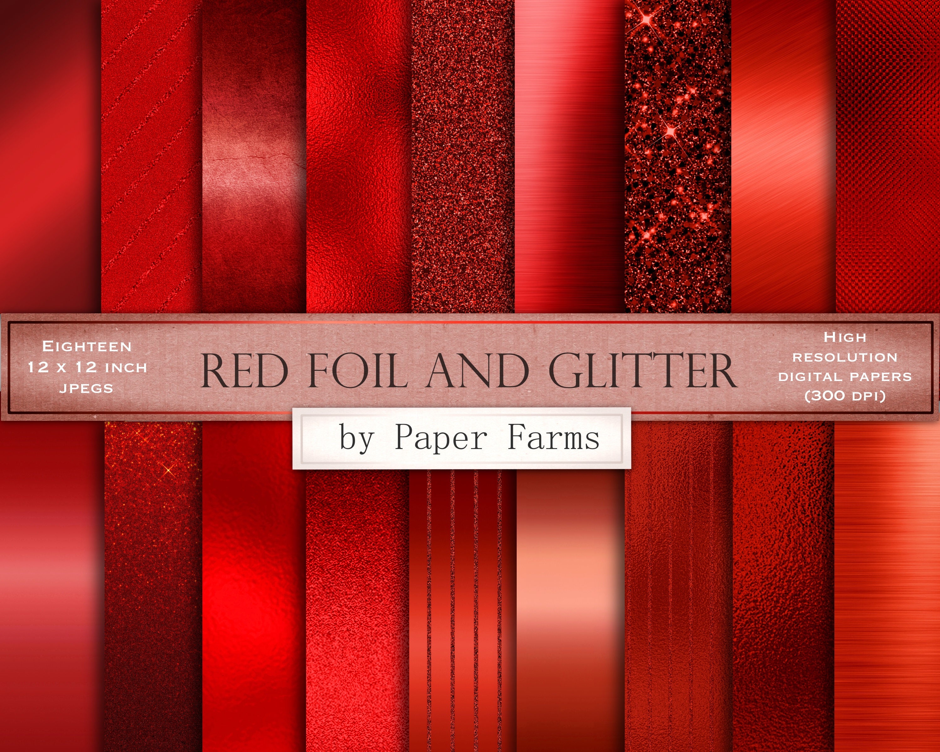 Red Foil Digital Paper Red Foil Textures Glitter and Foil Etsy Australia