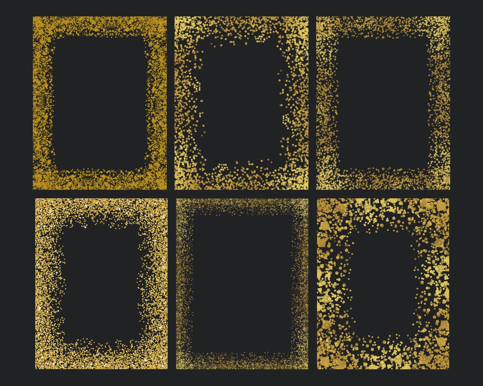 Gold Glitter Frames Overlays 8.5 X 11 Inches Christmas Etsy