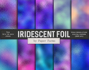 Iridescent foil digital paper, Iridescent foil, pearlescent foil, scrapbook paper, backgrounds, foil textures, colorful foil, blue, DOWNLOAD