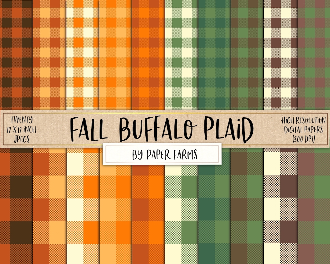 Fall Buffalo Plaid, Sale, Digital Paper, Background, Scrapbook Paper ...