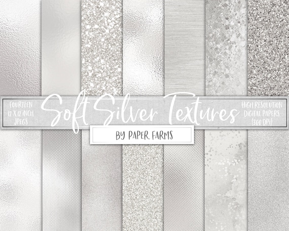 Silver Digital Paper, Silver Foil Digital Paper, Silver, Scrapbook