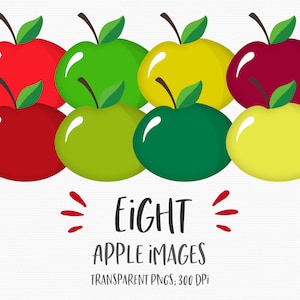 Apple clipart, fruit clipart, food clipart, fall, autumn, apples, images, transparent PNGs, illustrations, commercial use, DIGITAL DOWNLOAD