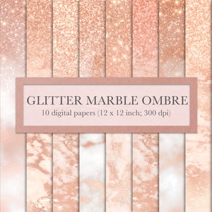 Ombre oro rosa, oro rosa, carta digitale, marmo, glitter, ombre, ombre glitter, carta scrapbook, sfondi, rosa, DOWNLOAD IMMEDIATO