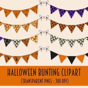 Halloween bunting clipart, halloween clipart, halloween flags clipart, hanging flags, orange, black, ghosts, pumpkins, cars, webs, DOWNLOAD