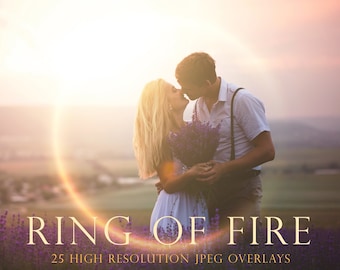 Ring of fire overlays, ring of light overlay, sun ring, lens flare, radial flare, gold ring, wedding, ring, photoshop overlay, engagement