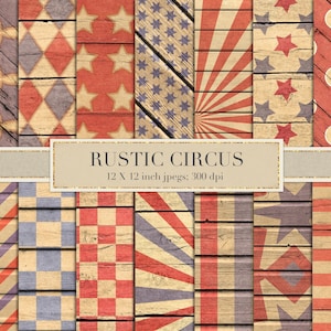 cirque vintage, cirque rustique, bois, motifs sur bois, textures bois, papier numérique, papier scrapbooking, rouge, bleu, géométrique, étoiles, TÉLÉCHARGER