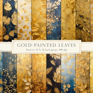 Bemaltes Blattgold, Blattgold, Blattgold, digitales Papier, Scrapbookpapier, Hintergrund, Collage Blätter, Junk Journal, Goldfarbe, DOWNLOAD