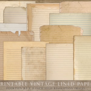 Liniertes Papier, bedruckbar, Junk Journal, shabby, alt, antikes Papier, Papierstrukturen, zerrissen, Kanten, png, 8,5 x 11, letter Größe, Schreibpapier