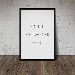 May include: A black picture frame with a white background and the text "YOUR ARTWORK HERE" in black.