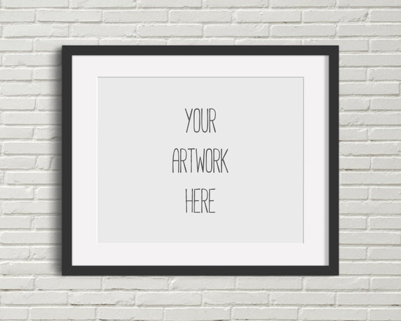 Frame Mockup Black Frame White Brick Wall Styled Stock Etsy