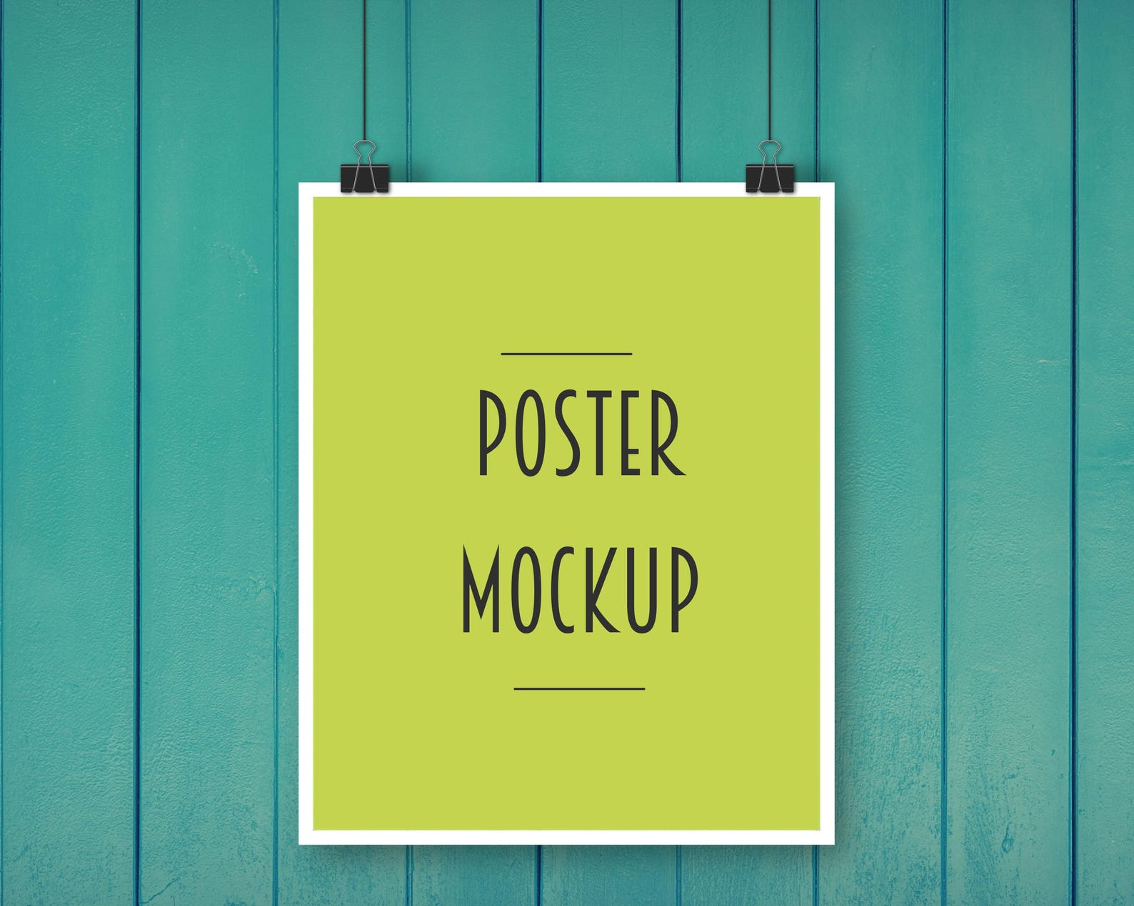 Download Poster mockup teal background hanging poster binder clips | Etsy