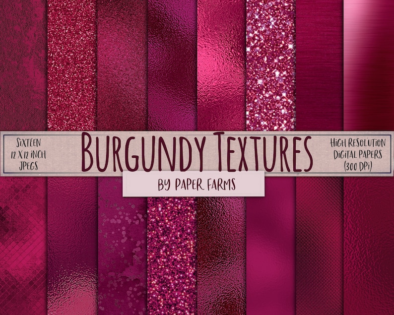 Burgundy foil Burgundy glitter digital paper scrapbook Etsy