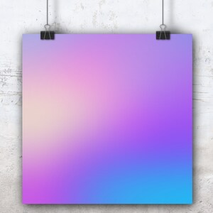 May include: A gradient background with a soft transition from light pink to purple to blue.