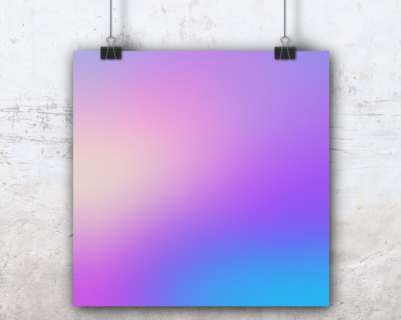 May include: A gradient background with a soft transition from light pink to purple to blue.