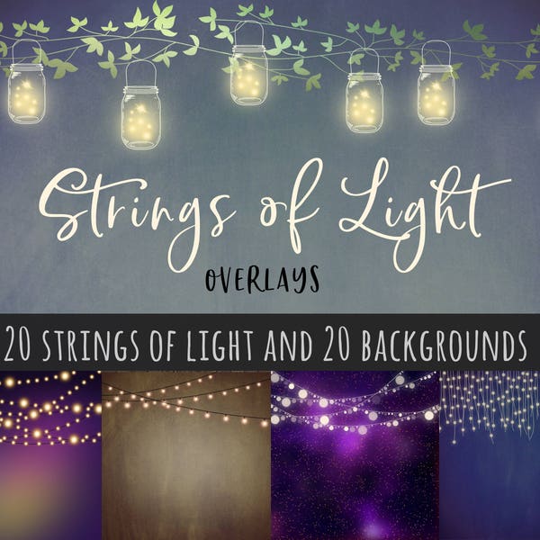 String lights overlay, string lights clipart, fairy lights, Christmas lights, clipart, overlays, clip art, pixie lights, digital, DOWNLOAD