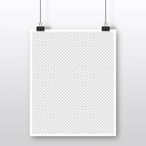 May include: A white frame with a transparent checkered pattern hangs from two black clips against a white background.