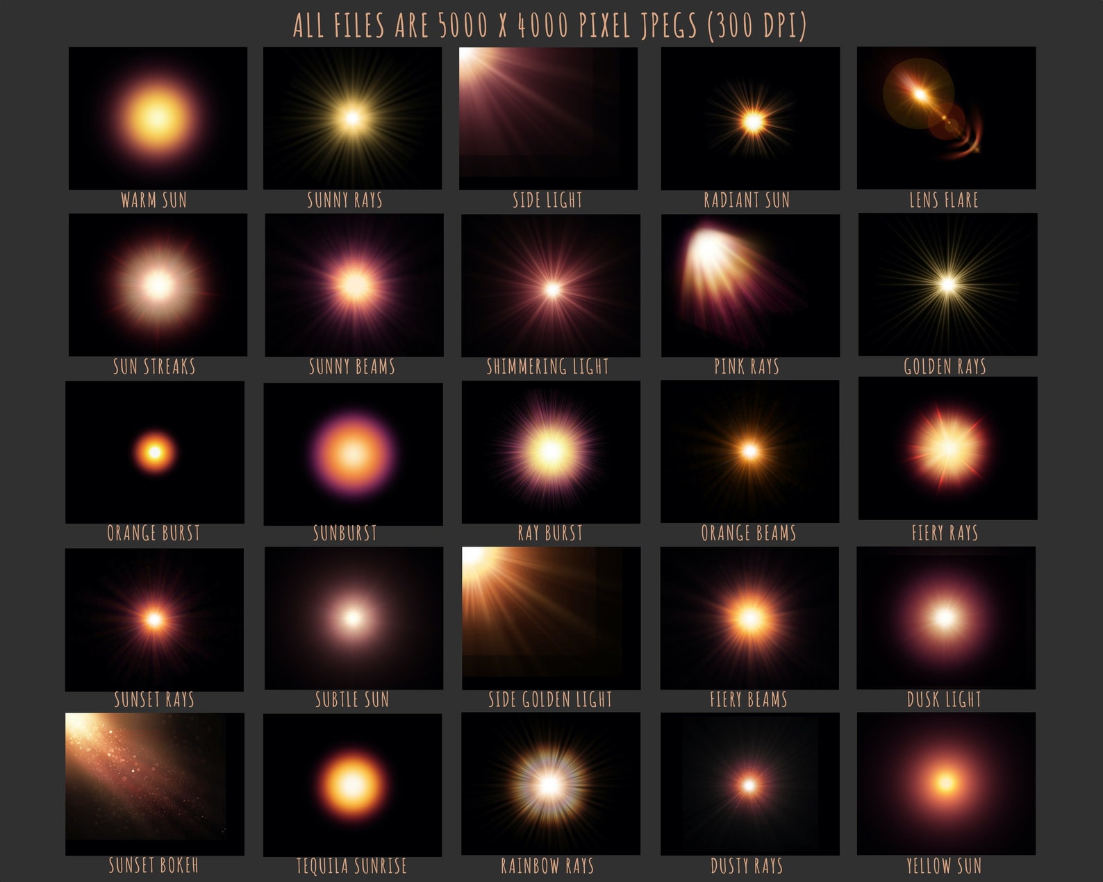 Sunset Overlays, Sunlight Overlays, Sunset Light, Golden Light, Sun Beams, Sun Rays,