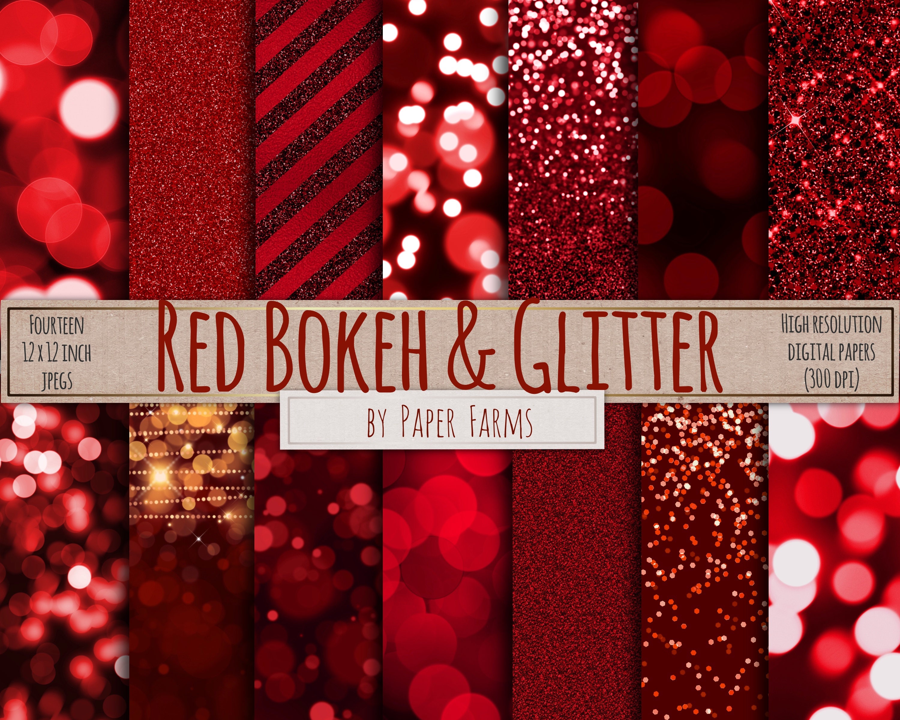 Red Bokeh Digital Paper, Red Bokeh Scrapbook Paper, Red Glitter Digital ...