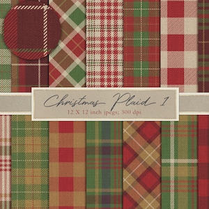 Plaid natalizio, tartan natalizio, carta digitale, realistico, reale, cuciture, carta scrapbook, sfondo, trama, percalle, rosso, DOWNLOAD