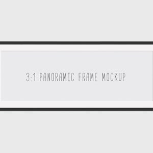 Panoramic frame mockup, 3:1 frame mockup, landscape frame mockup, minimalist, black frame, mock-up, mockup, mock up, stock image, DOWNLOAD image 1