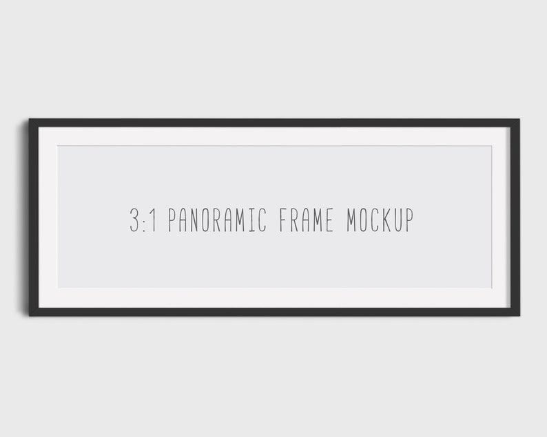 Panoramic frame mockup, 3:1 frame mockup, landscape frame mockup, minimalist, black frame, mock-up, mockup, mock up, stock image, DOWNLOAD image 1