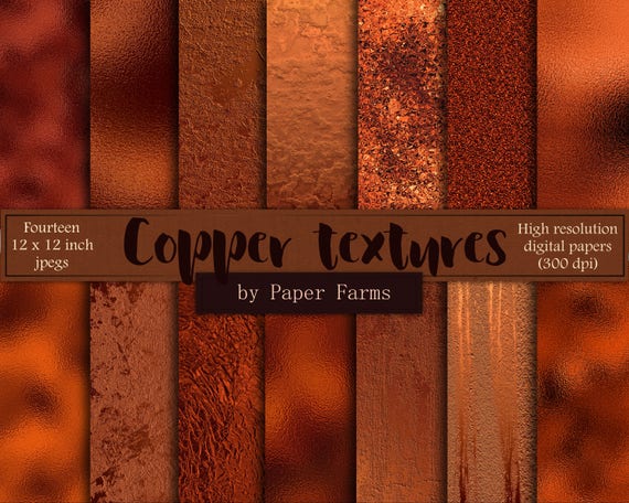 Copper Foil, Copper Textures, Digital Paper, Scrapbook Paper