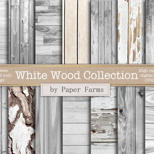 White wood digital paper, white wood backgrounds, digital wood, white wood scrapbook paper, wood textures, commercial use, instant download