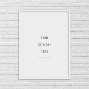 May include: A white picture frame with a white mat and a white background. The text "Your artwork here" is printed in gray in the center of the frame.
