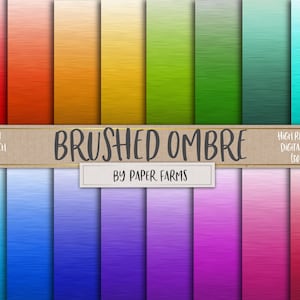 Brushed Ombre Digital Paper, Brushed Ombre Scrapbook Paper, Ombre ...