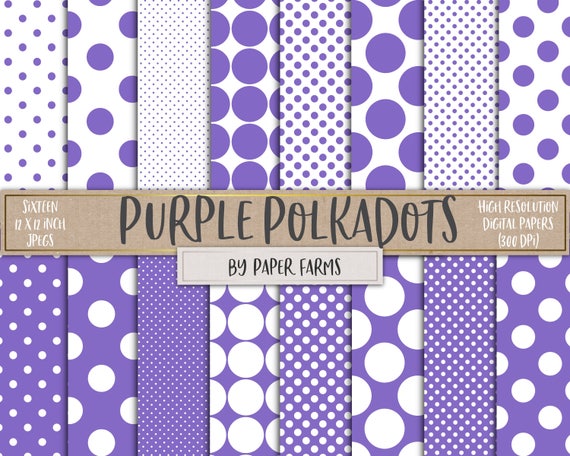 Purple polkadots, purple dots, digital paper, scrapbook paper, purple, circles, dots, large dots, small dots, printable, DIGITAL DOWNLOAD
